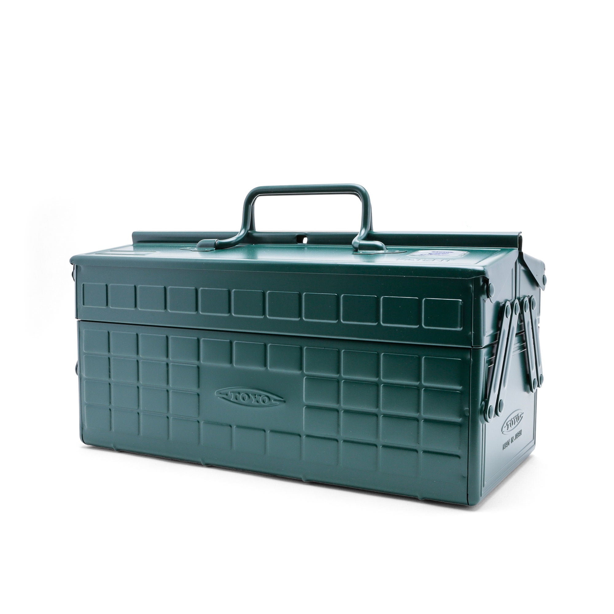 Antique Green Toyo Steel Toolbox | Cantilever Lid | Upper Storage Trays, Style ST-350