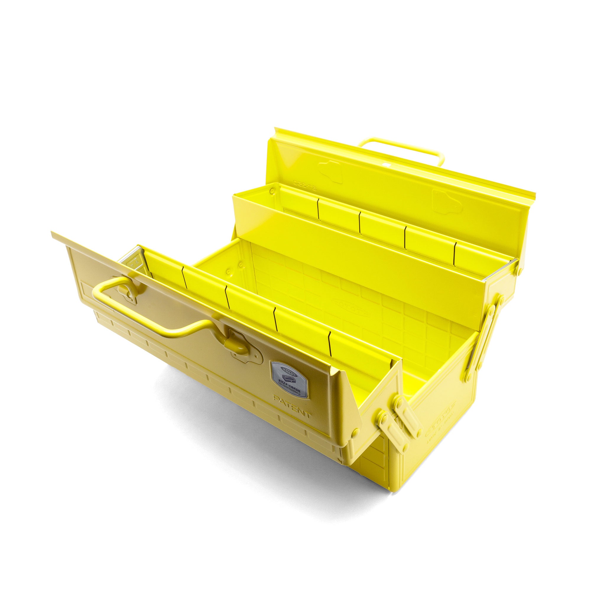 Yellow Toyo Steel Toolbox | Cantilever Lid | Upper Storage Trays, Style ST-350