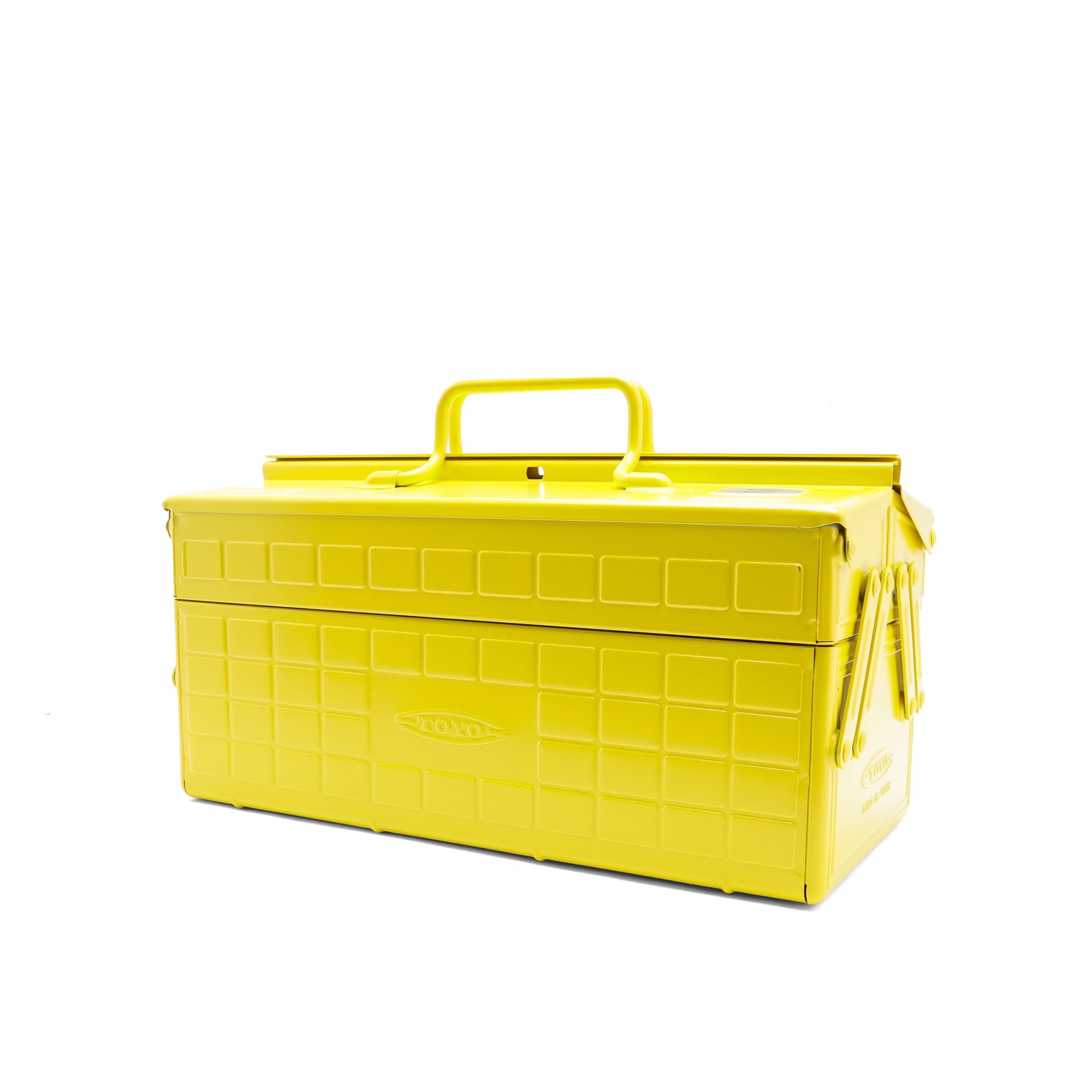 Yellow Toyo Steel Toolbox | Cantilever Lid | Upper Storage Trays, Style ST-350