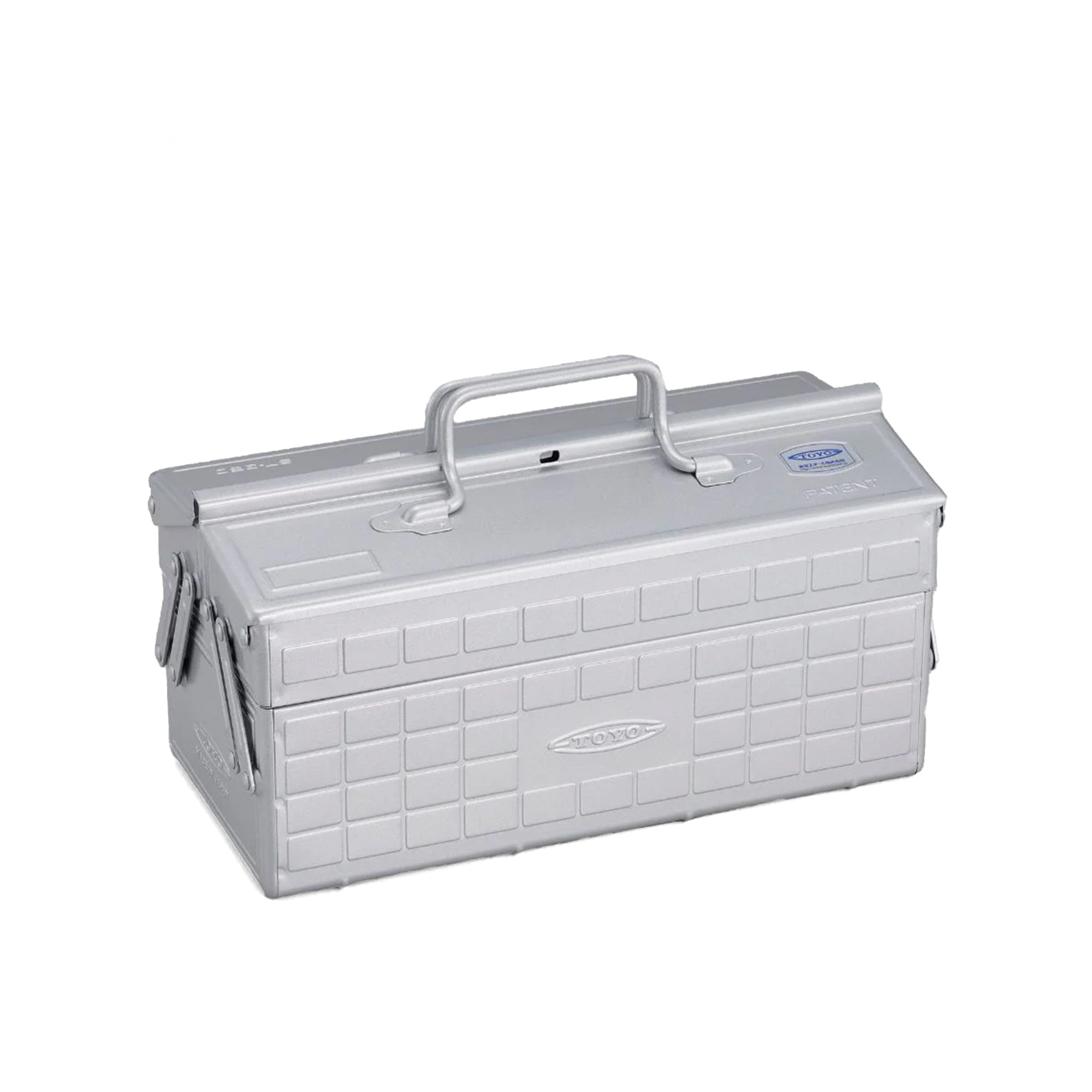 Silver Toyo Steel Toolbox | Cantilever Lid | Upper Storage Trays, Style ST-350