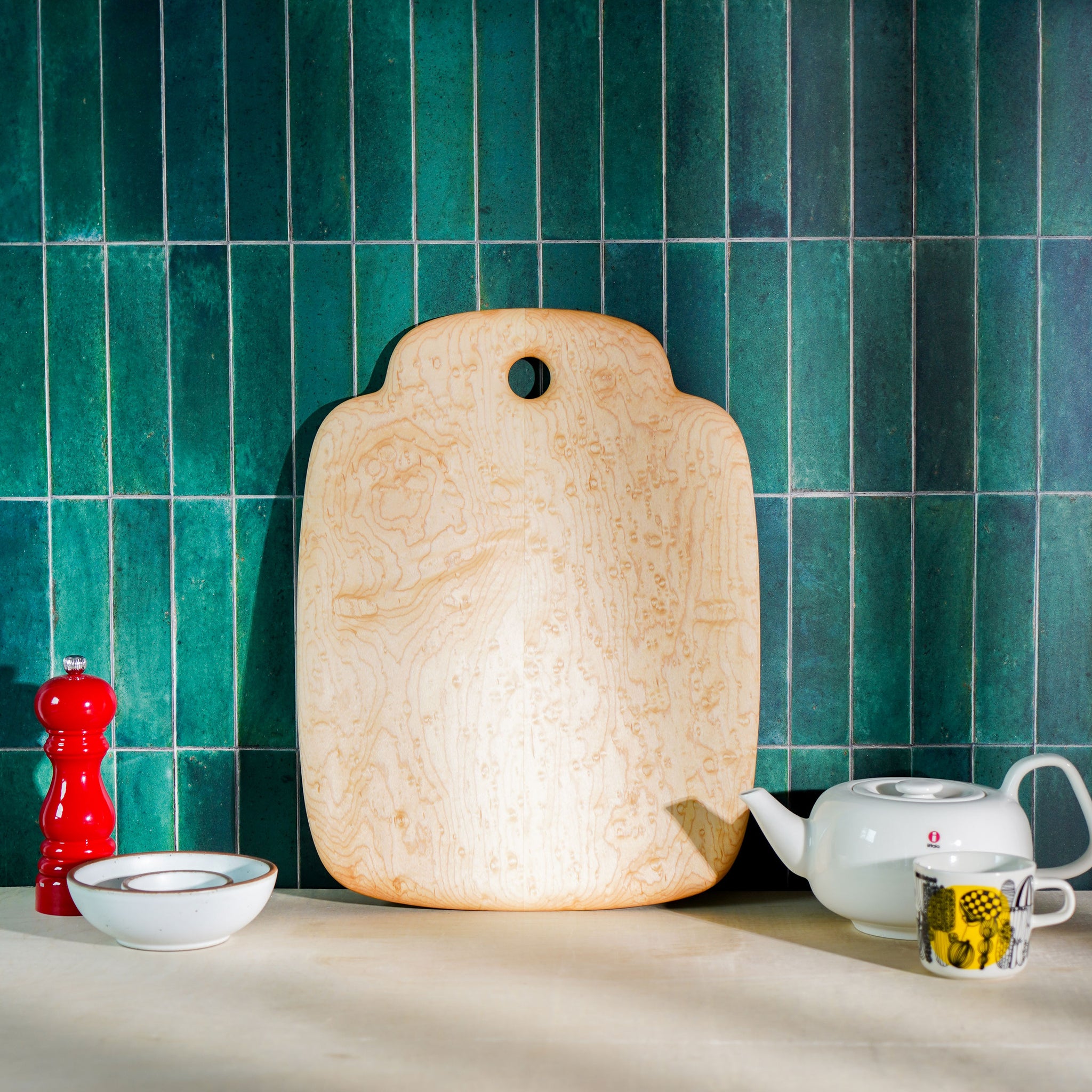 Bird's-Eye Maple Cutting Board, Stepped Rectangle