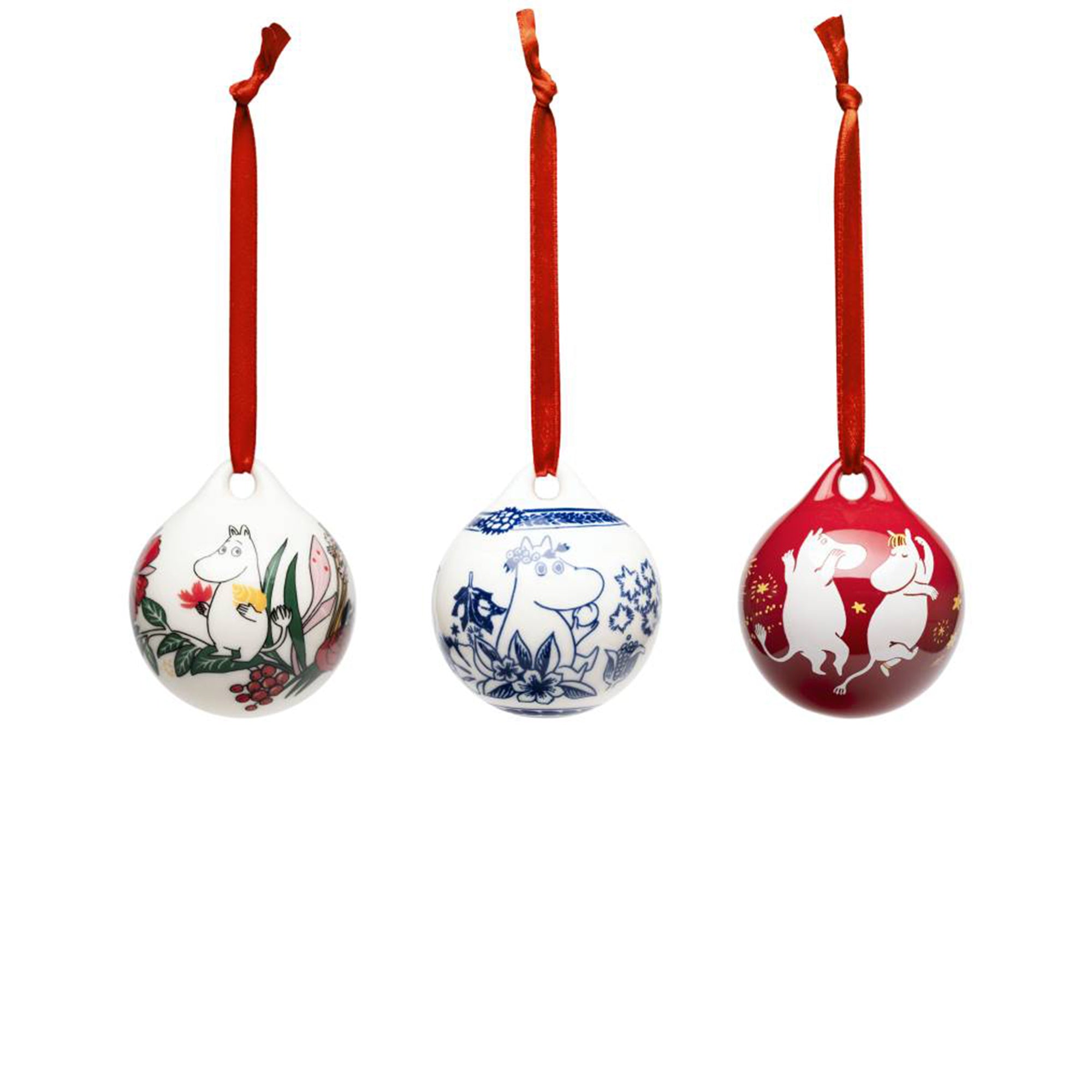 Moomin Annual Mini Holiday Ornament Baubles, 3pc Set