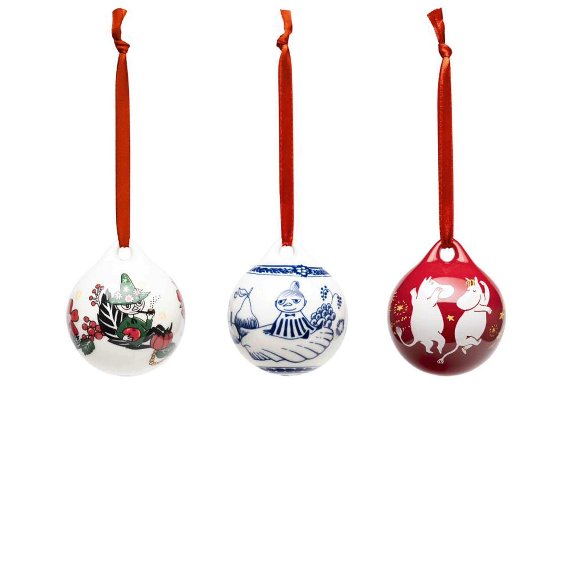 Moomin Annual Mini Holiday Ornament Baubles, 3pc Set