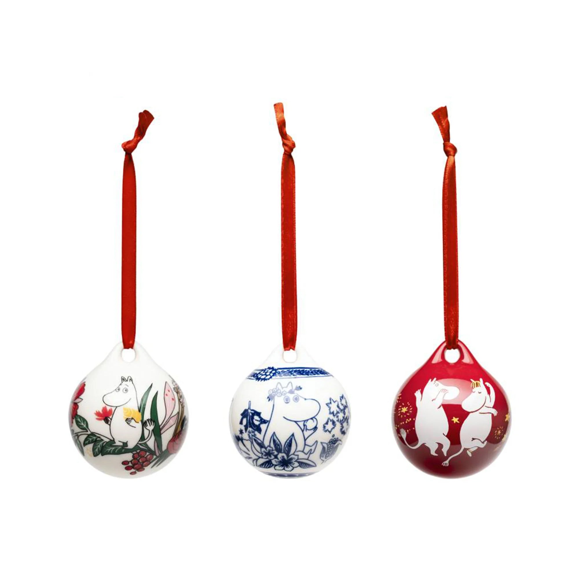 Moomin Annual Mini Holiday Ornament Baubles, 3pc Set