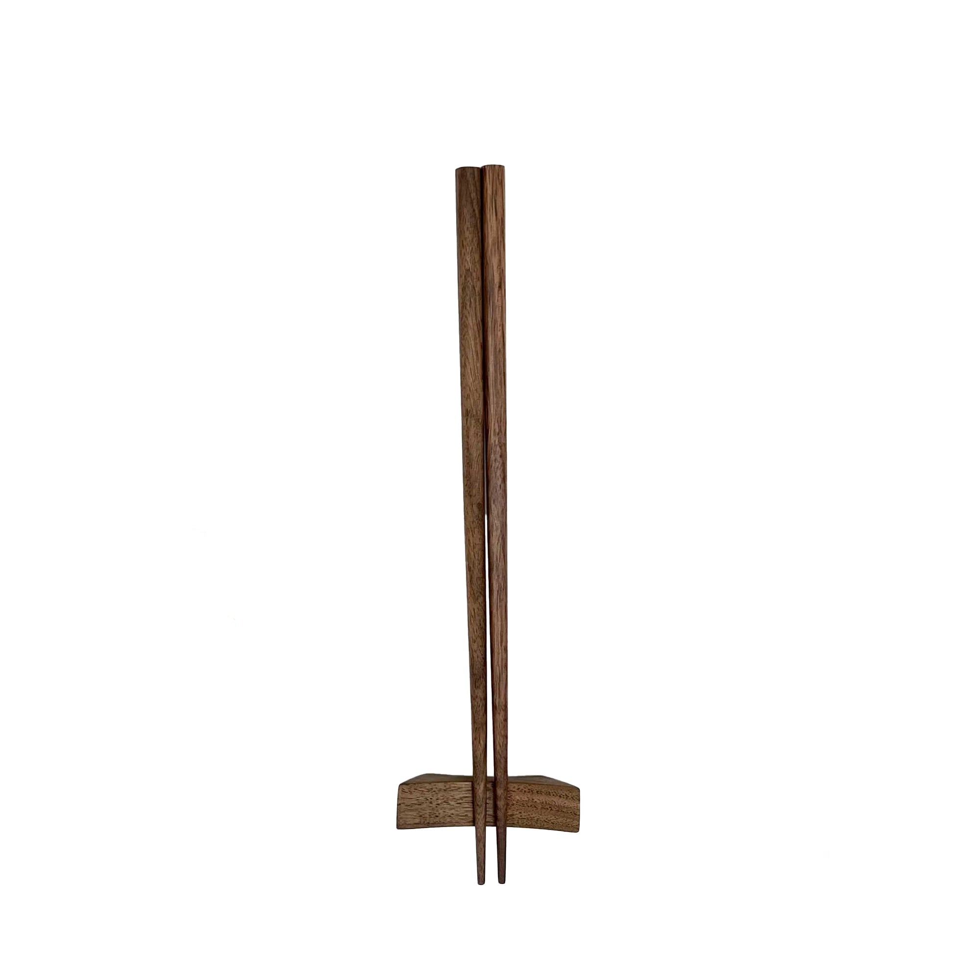 Walnut Chopsticks and Rest Set, 9 in
