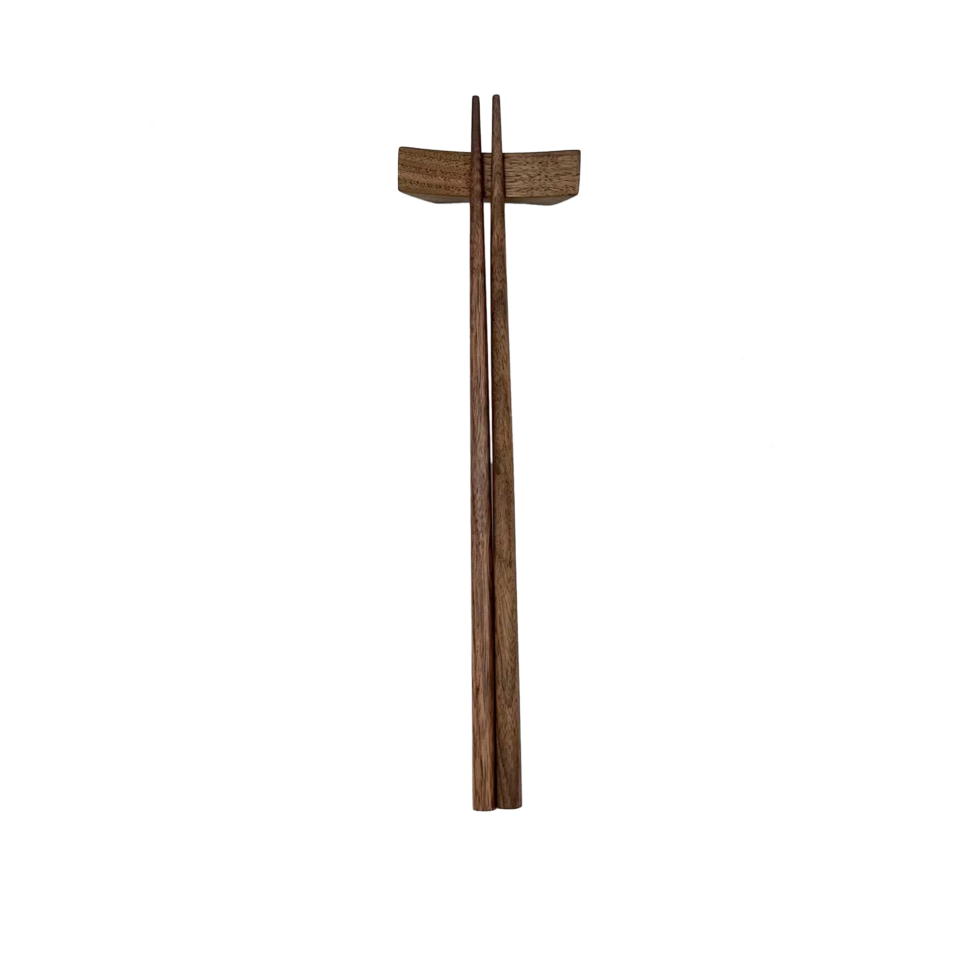 Walnut Chopsticks and Rest Set, 9 in