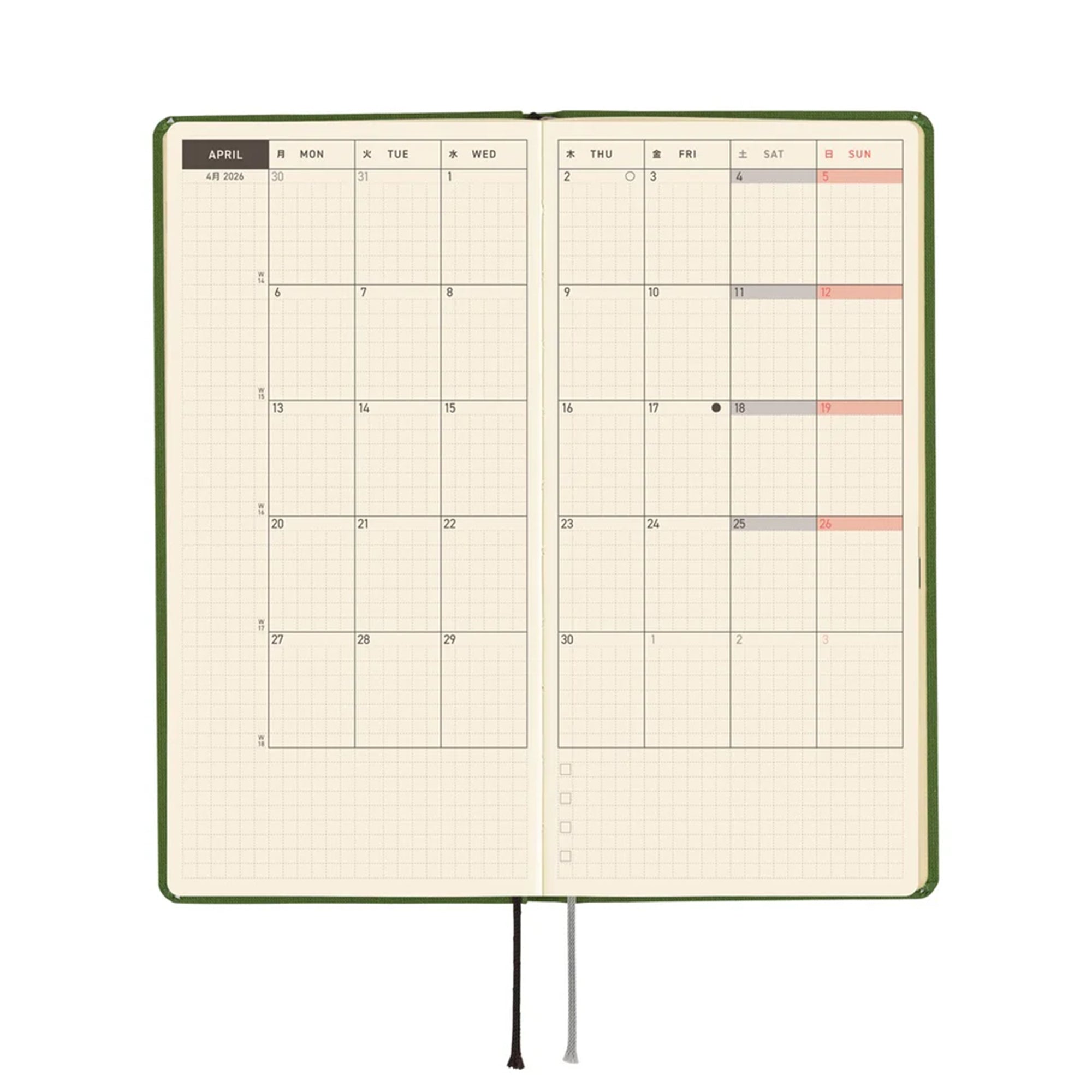 Hobonichi Techo 2026 Weeks : Colors