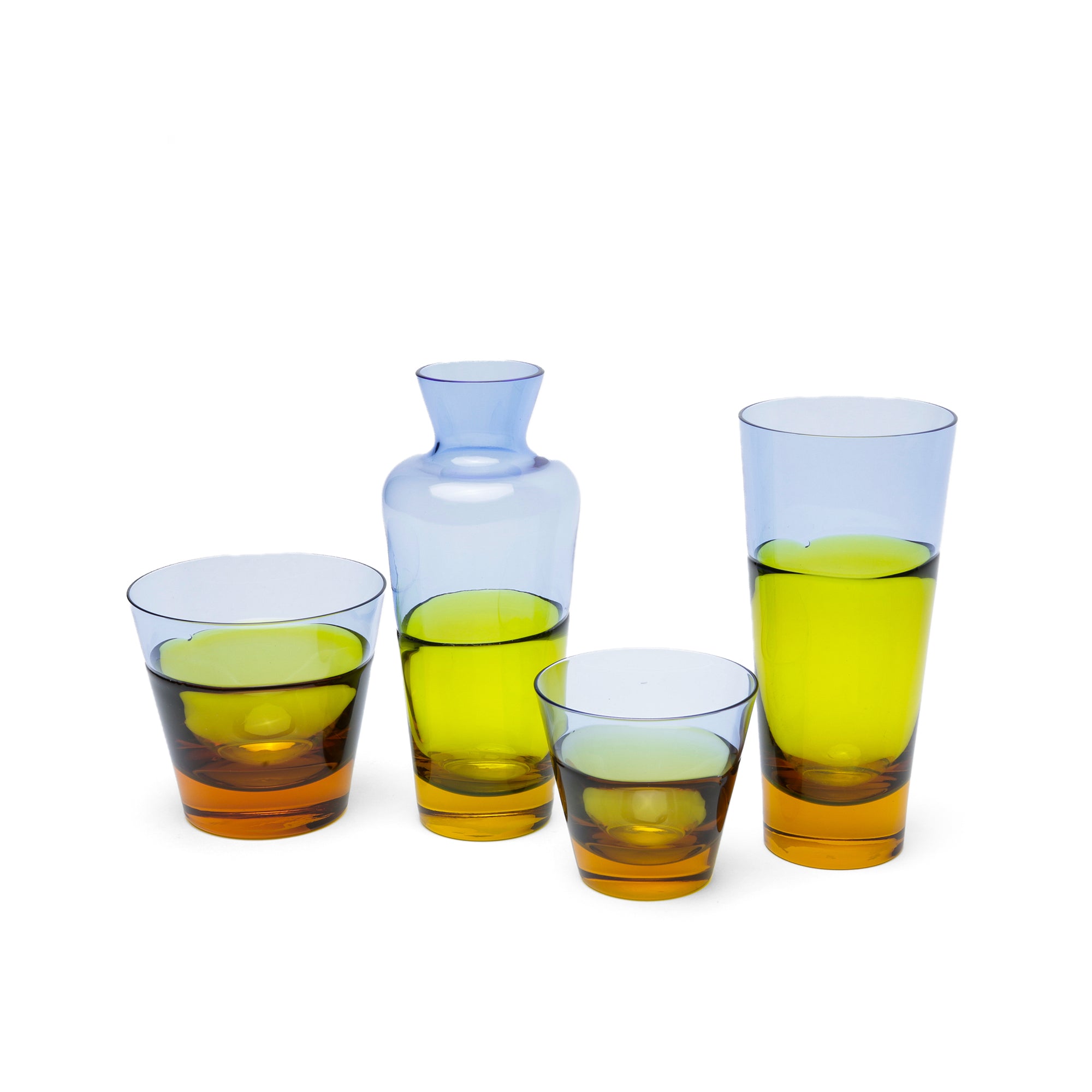 Duo Tone Blue + Yellow Tall Glass, 9.5 oz