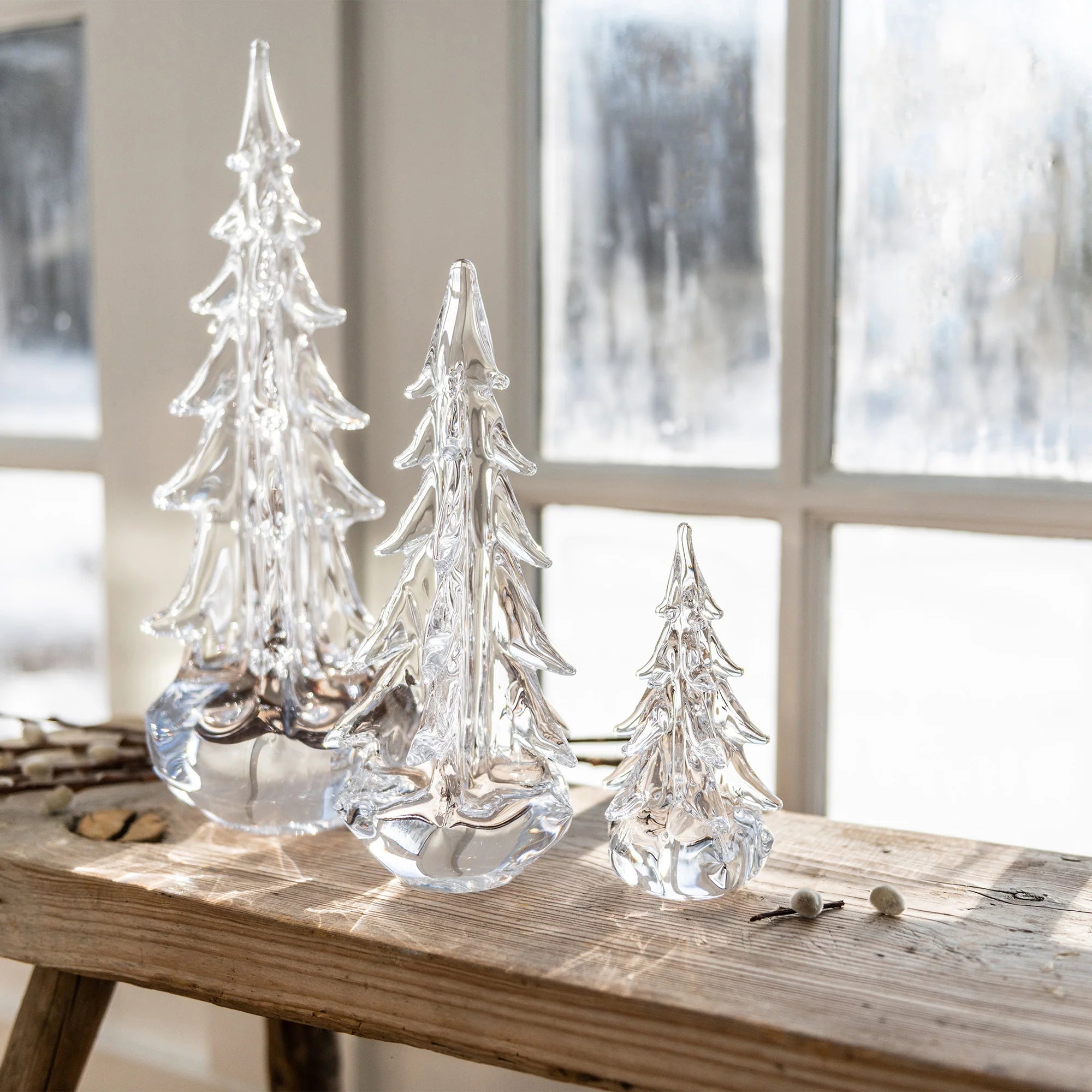Five Sided Evergreen Glass Tree