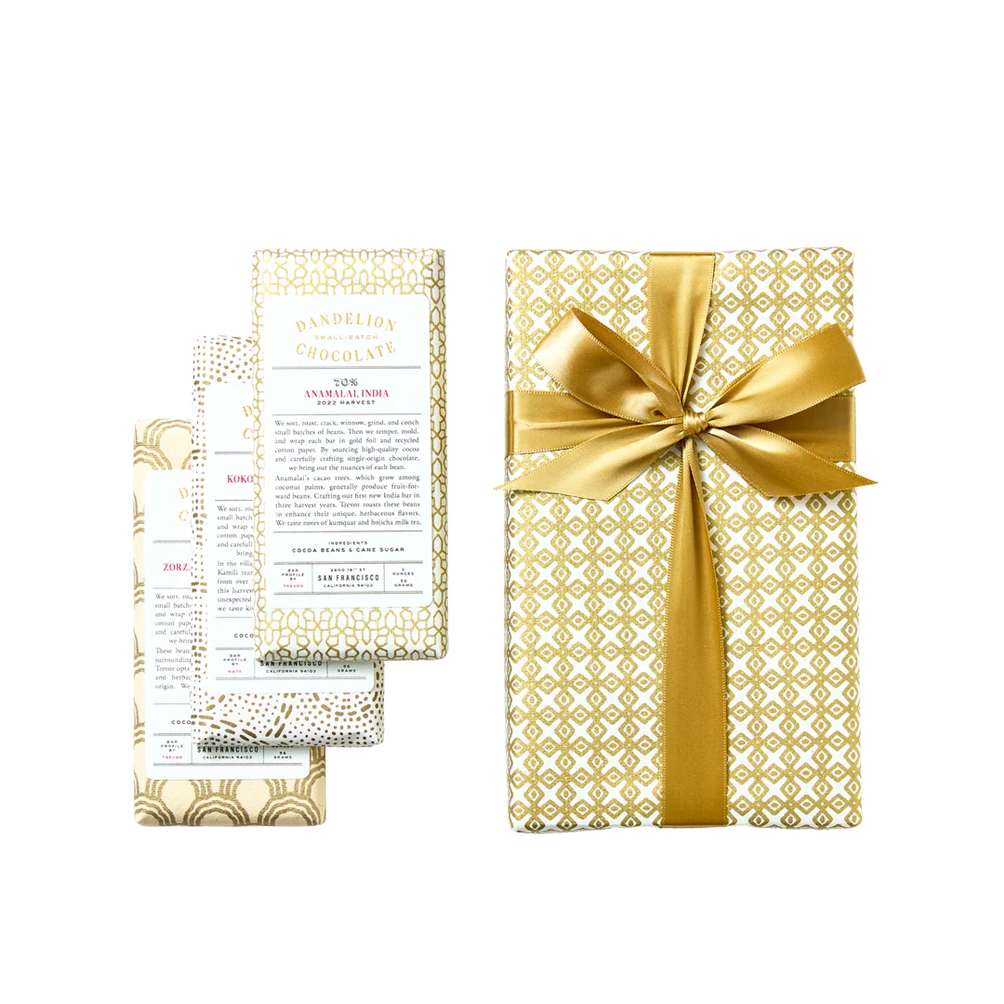 Dandelion 70% Dark Chocolate Wrapped Three-Bar Gift Set