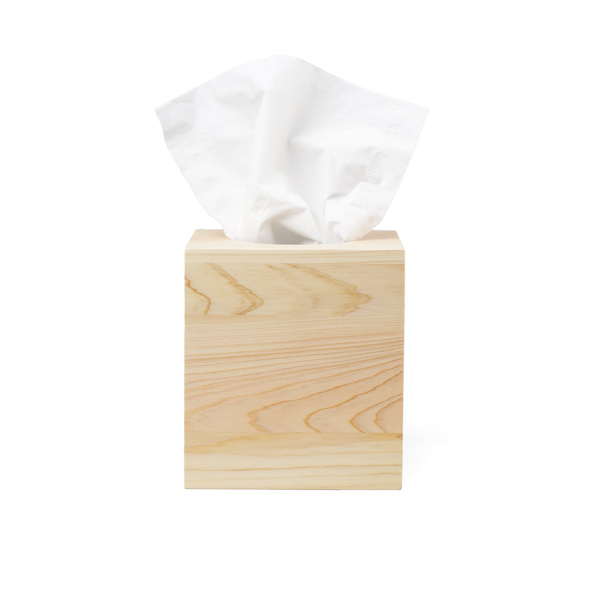 Hinoki Wood Cube Tissue Box Cover