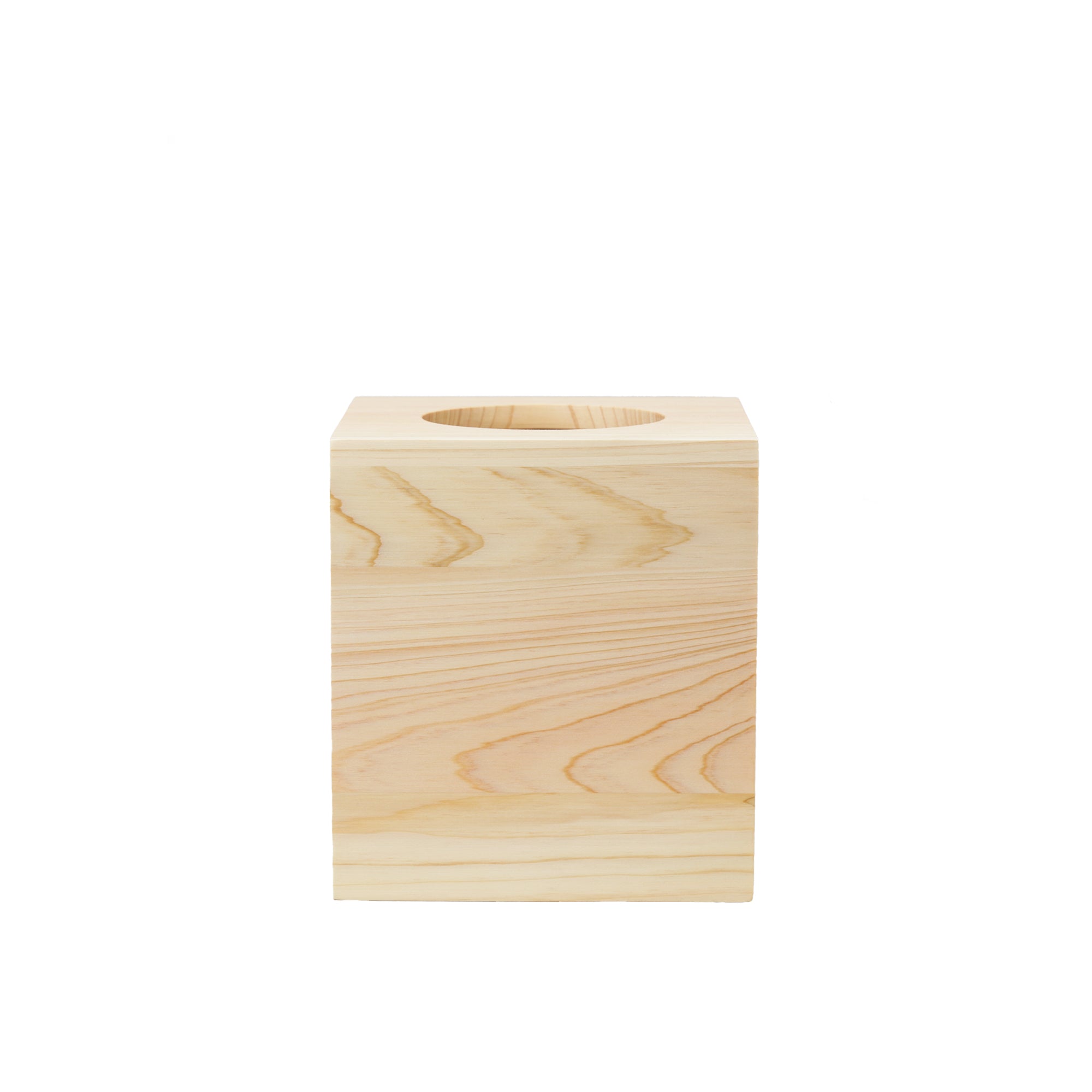 Hinoki Wood Cube Tissue Box Cover