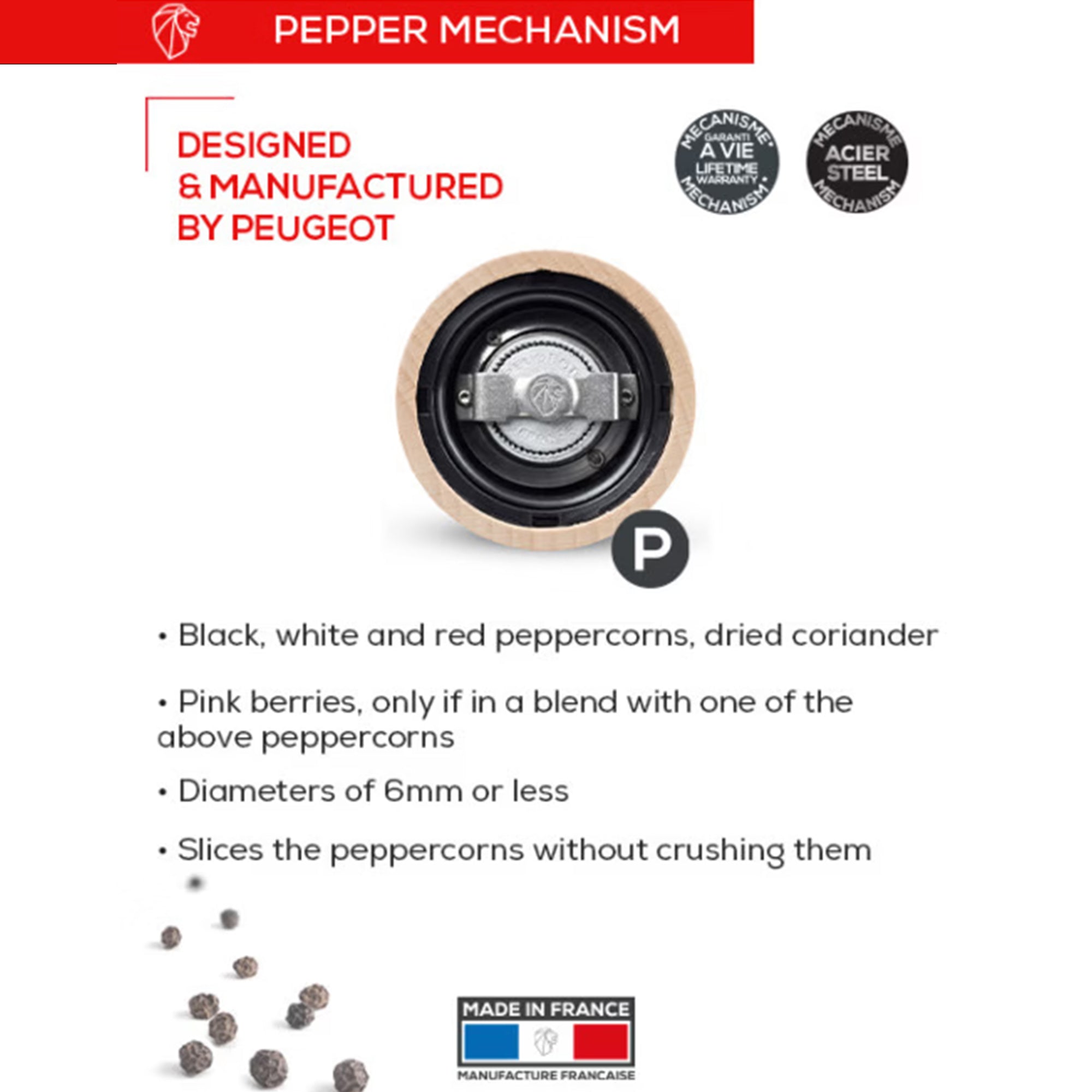 Paris u'Select Manual Wooden Pepper Mill, 9 in