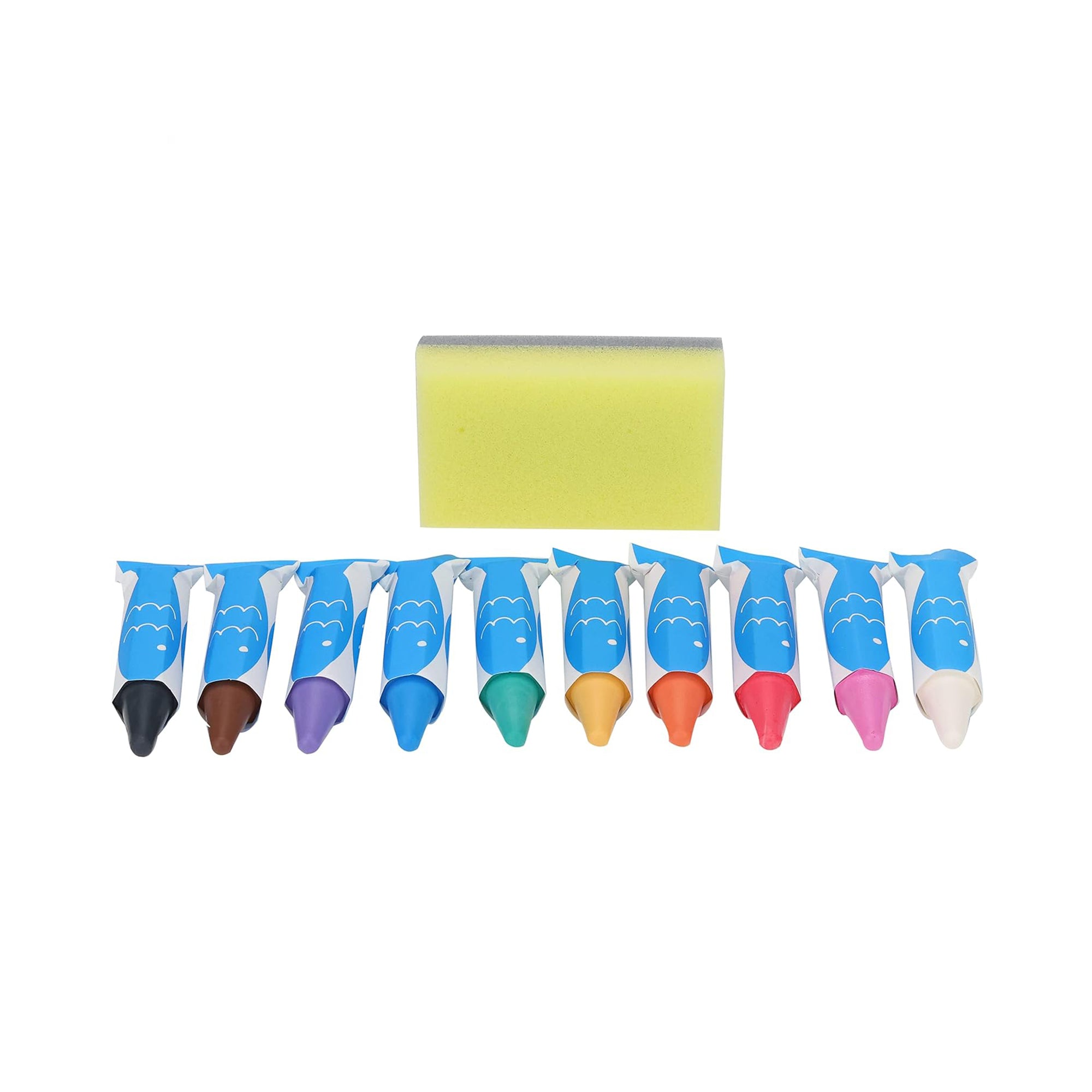Rice Bran Bath Crayons, 10 Colors with Sponge