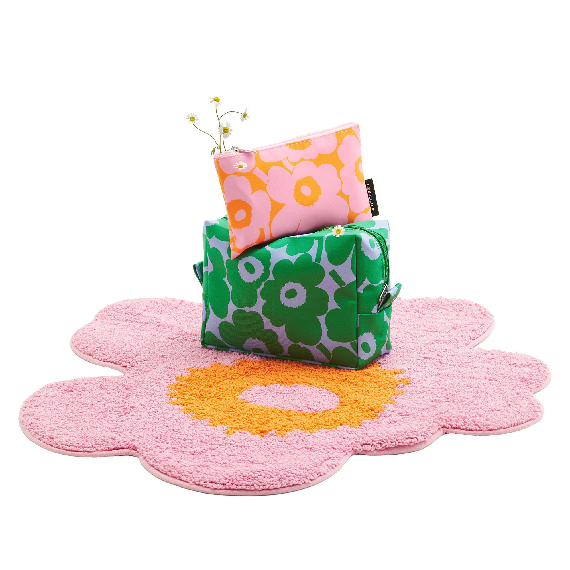 Unikko Bathmat, Orange + Pink