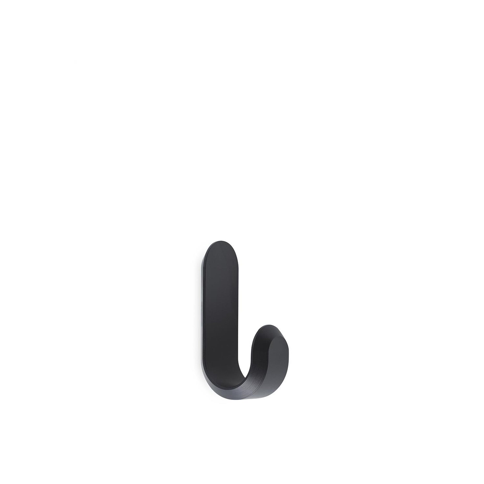 Curve Mini Hooks, Matte Black, 2 pieces