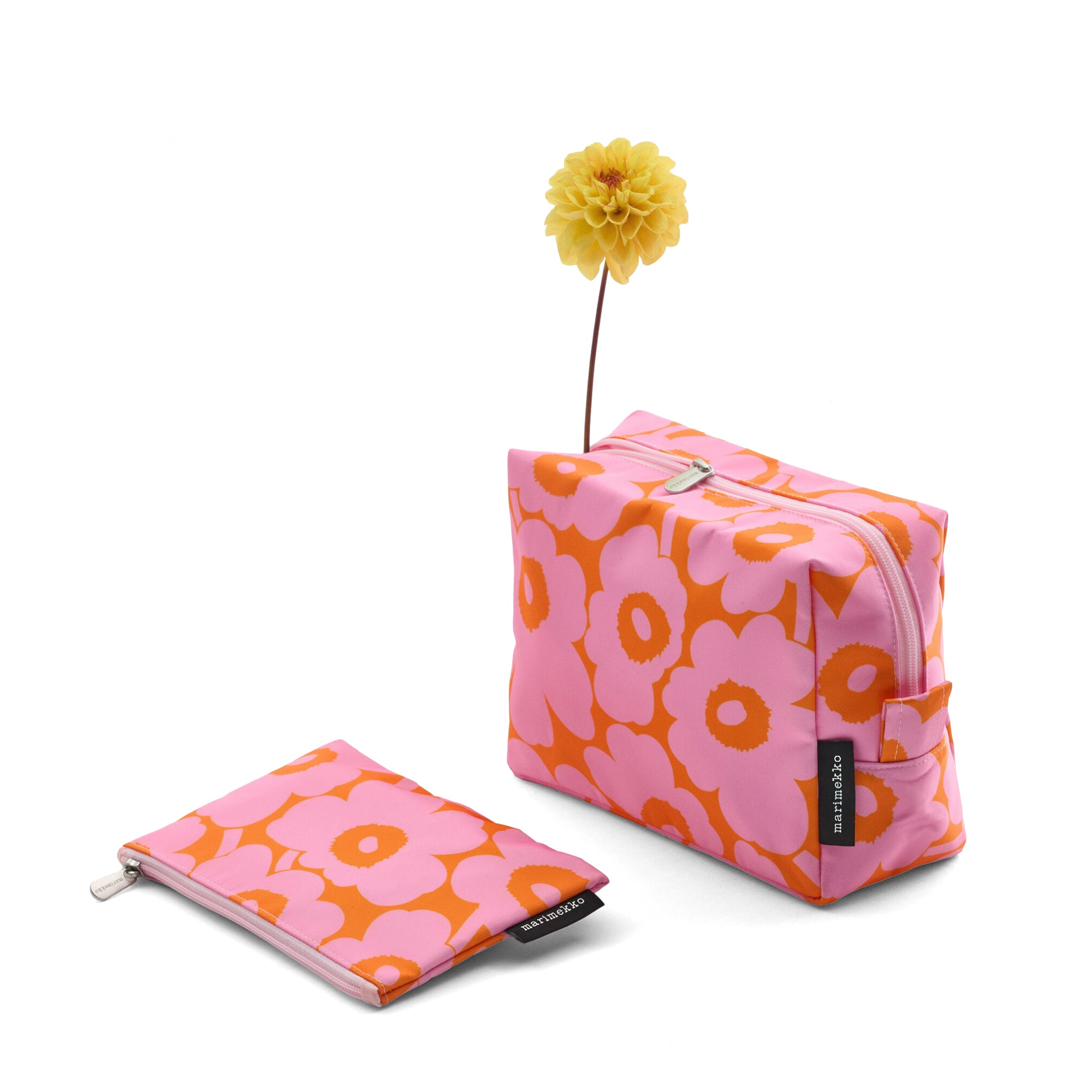 Vilja Mini Unikko Cosmetic Bag, Orange + Pink