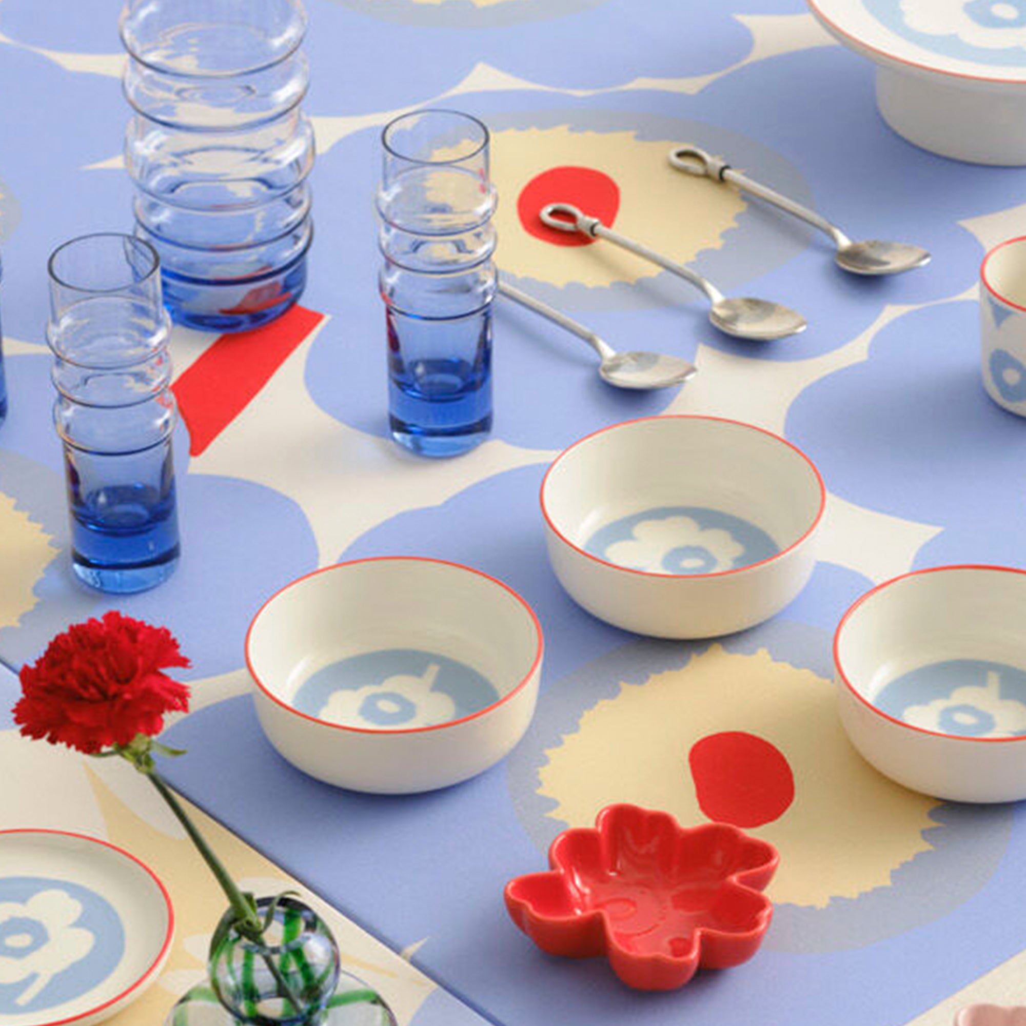 Oiva / Unikko Bowl, Light Blue + Orange, 17 oz