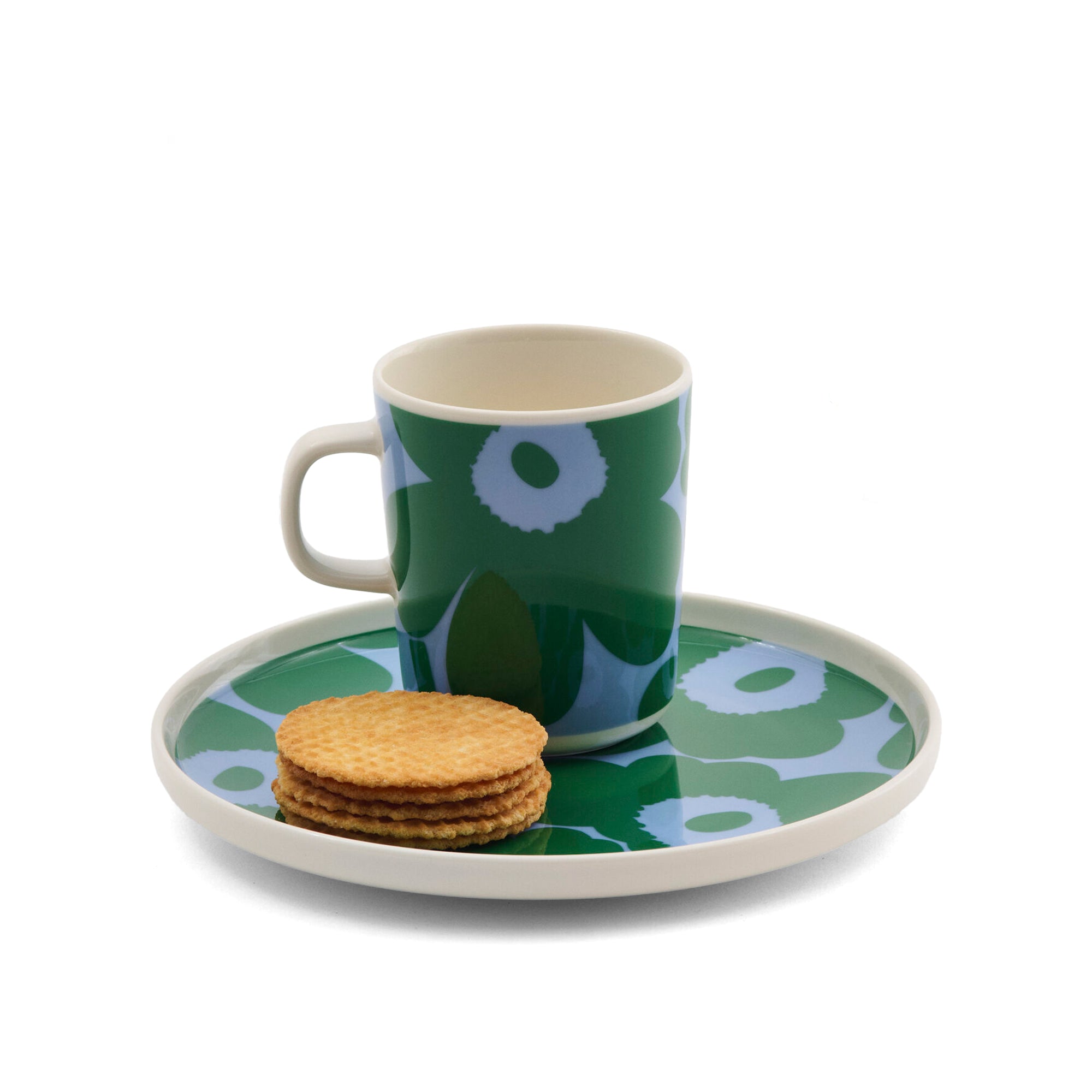Oiva / Unikko Mug, Light Blue + Green, 8.8 oz