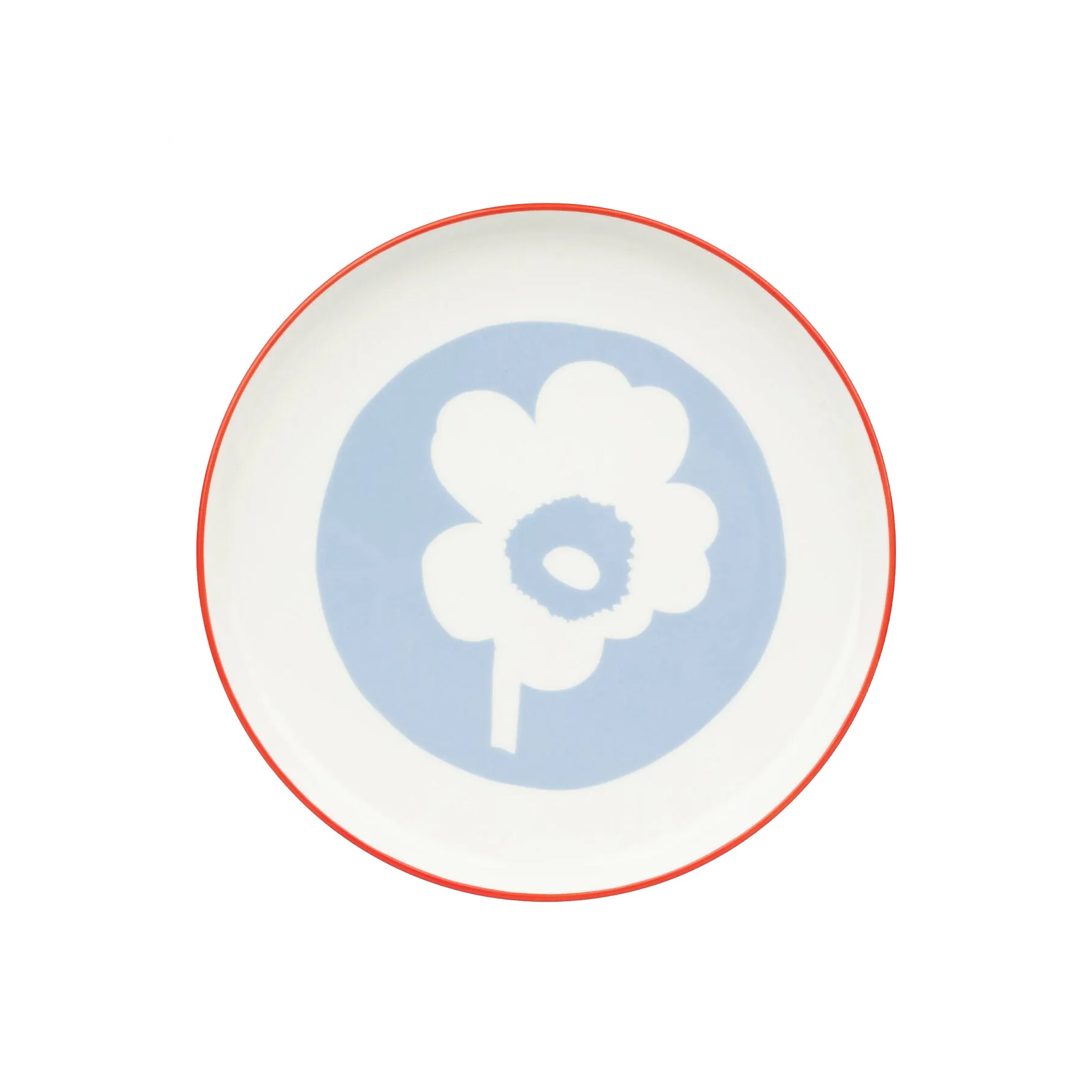 Oiva / Unikko Plate, Light Blue + Orange, 8 in