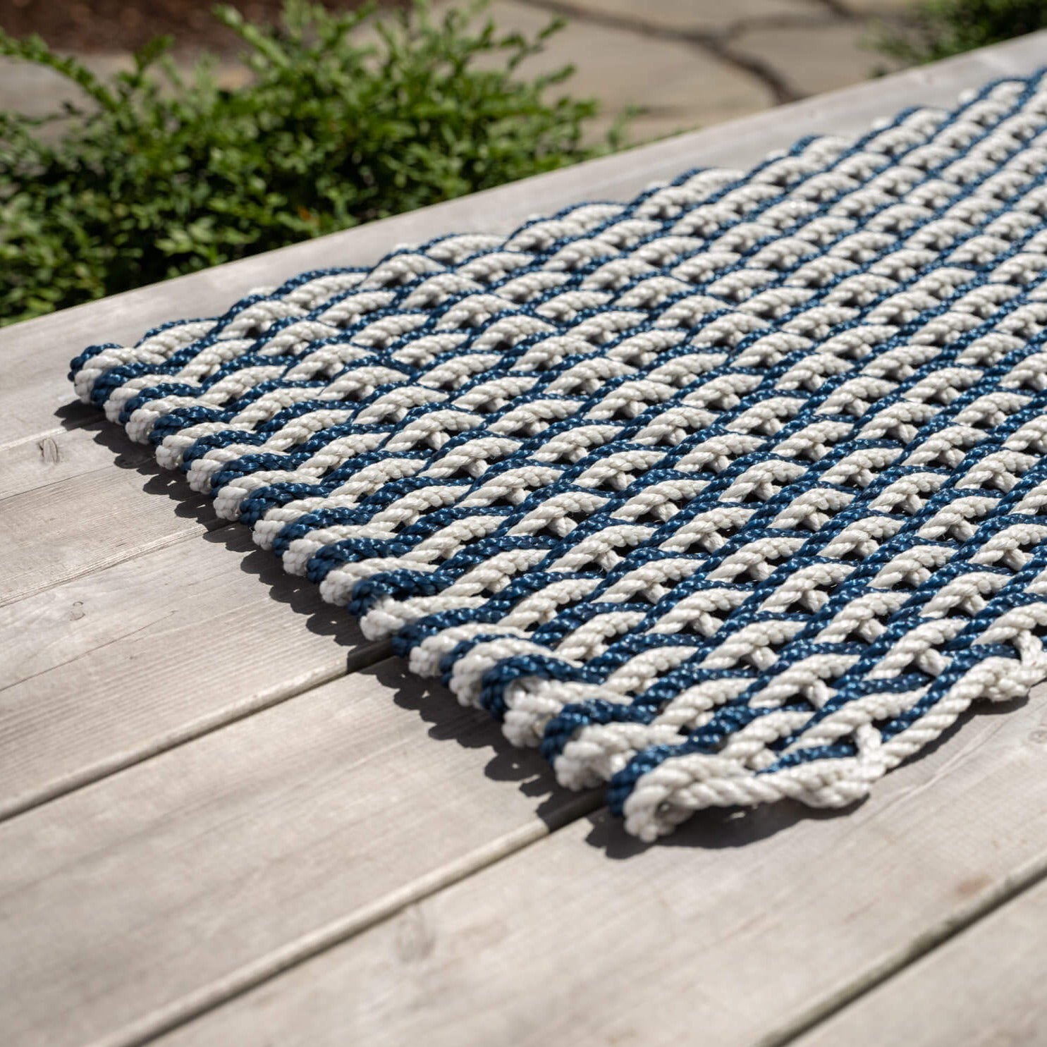 Doormat, Oyster + Navy, 18" x 30"