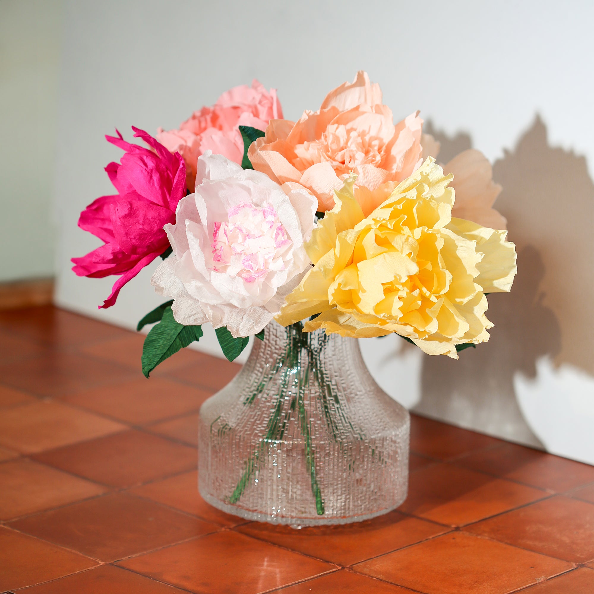 Handmade Crepe Peony Single Bloom Stem