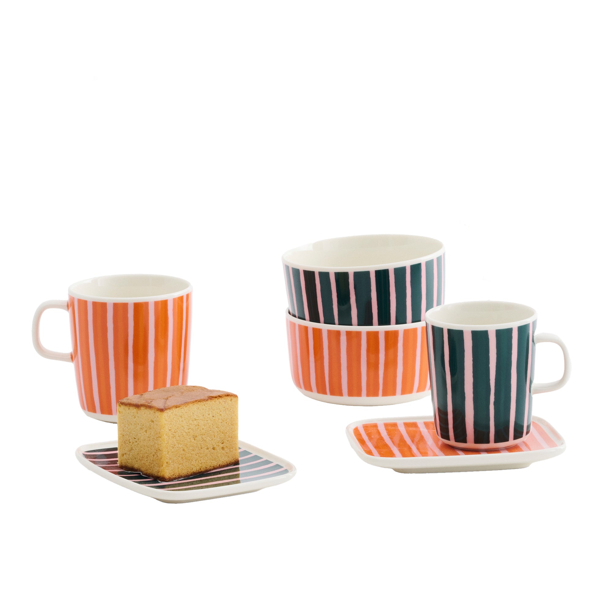 Oiva / Piccolo Mug, Pink + Dark Green, 8.8 oz