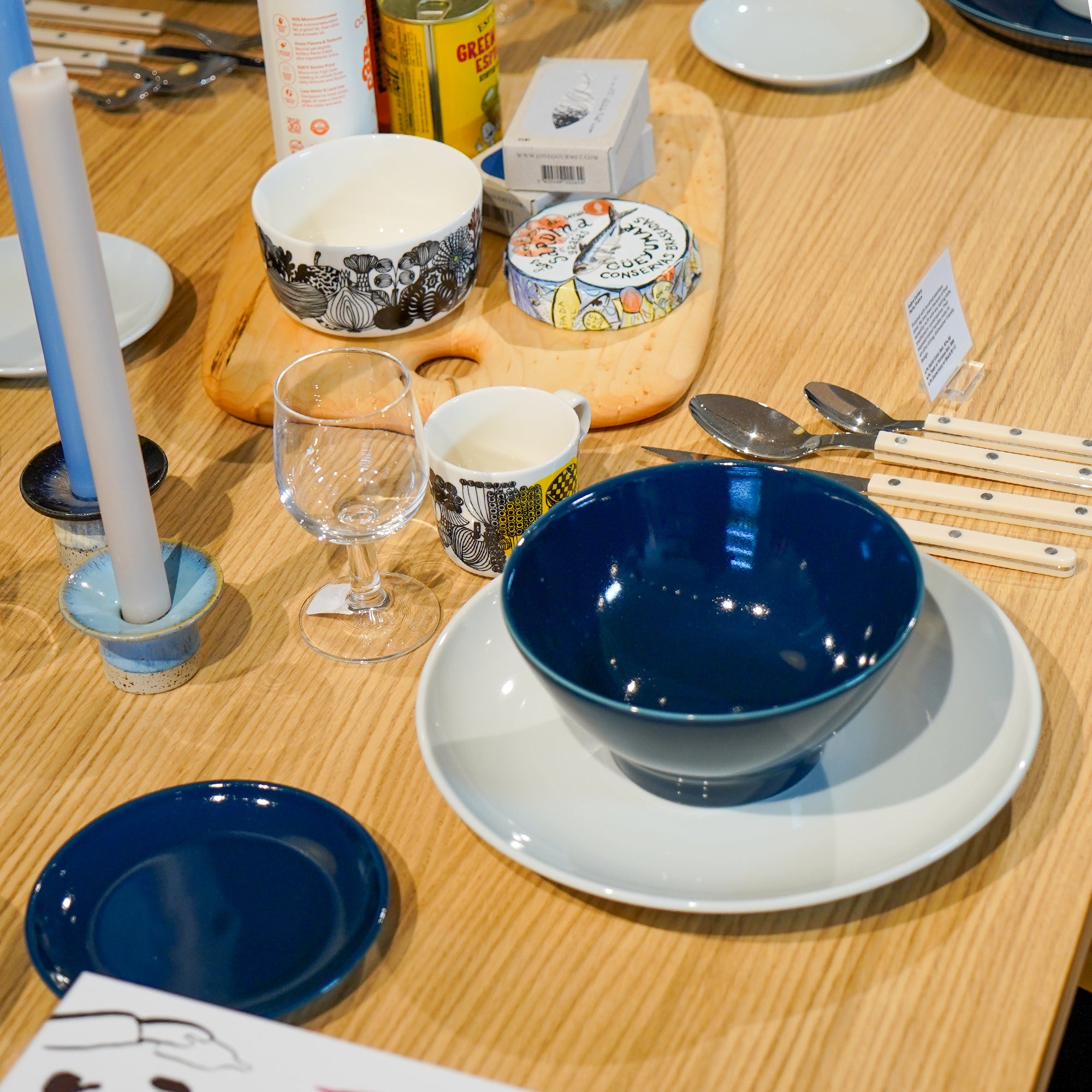 Ceramic Noodle Bowl, Cobalt Blue