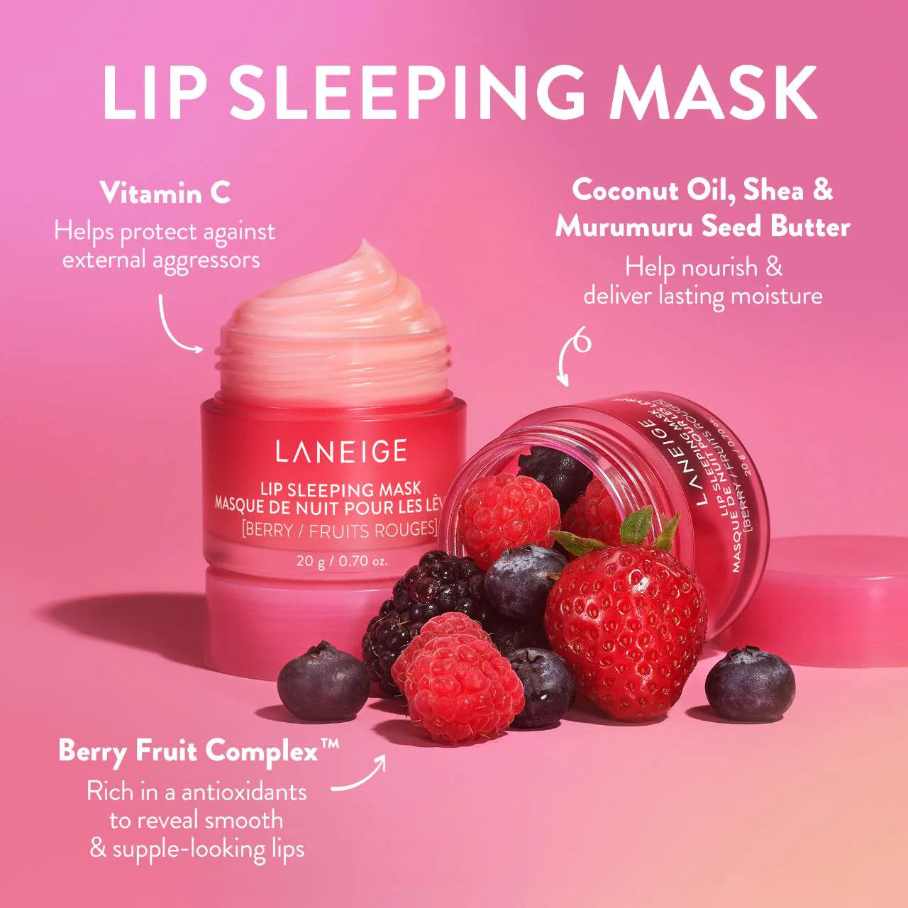 Lip Sleeping Mask Intense Hydration with Vitamin C, Berry