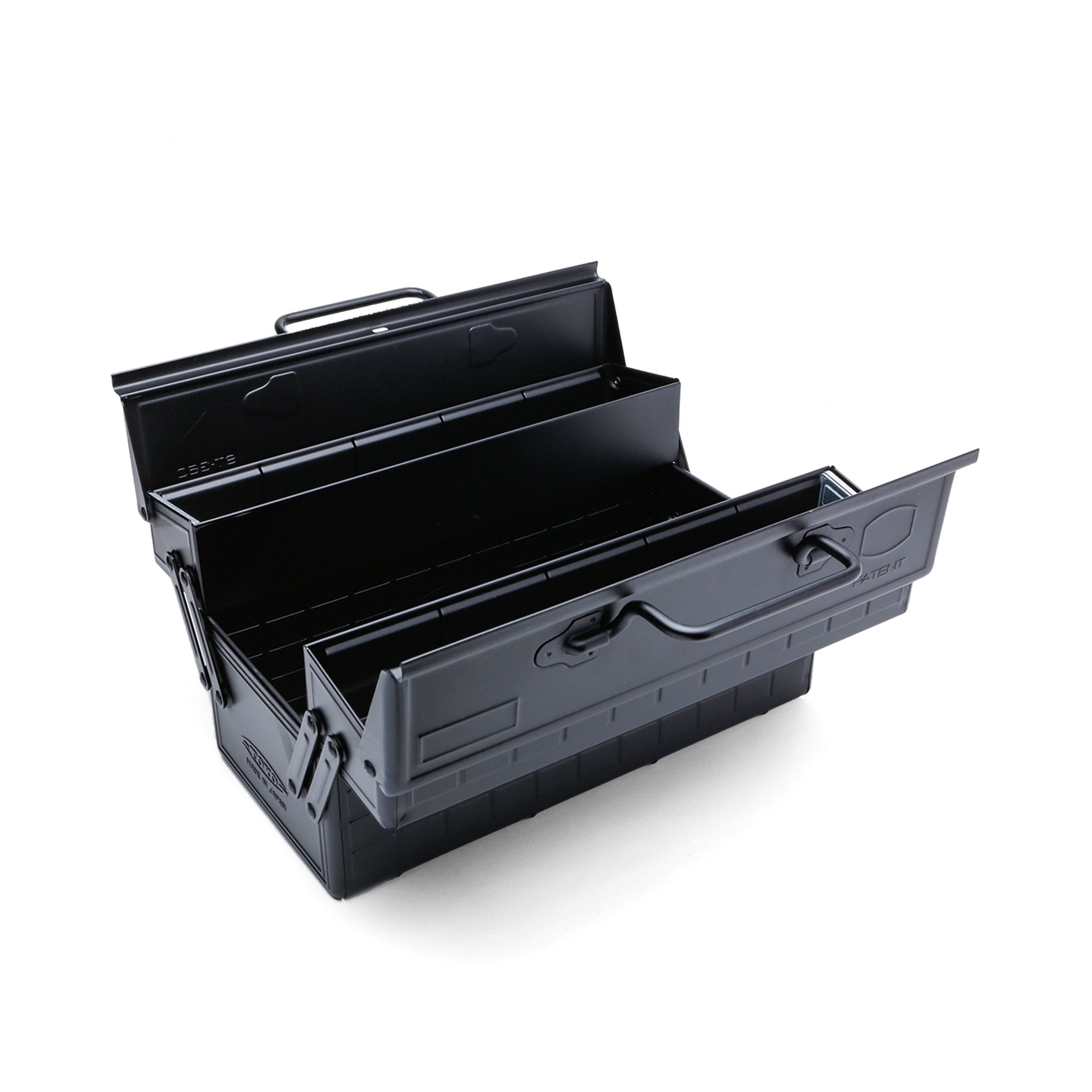 Black Toyo Steel Toolbox | Cantilever Lid | Upper Storage Trays, Style ST-350