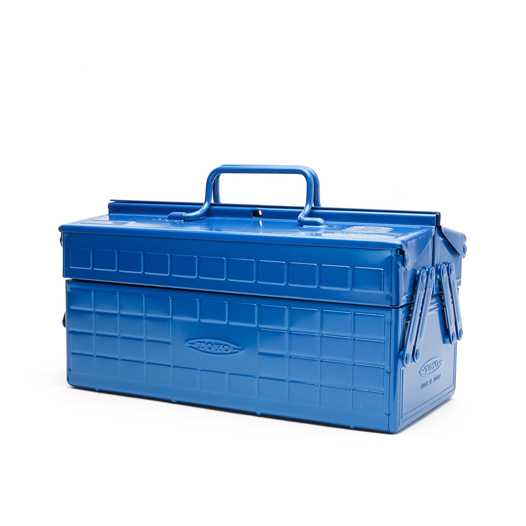 Blue Toyo Steel Toolbox | Cantilever Lid | Upper Storage Trays, Style ST-350