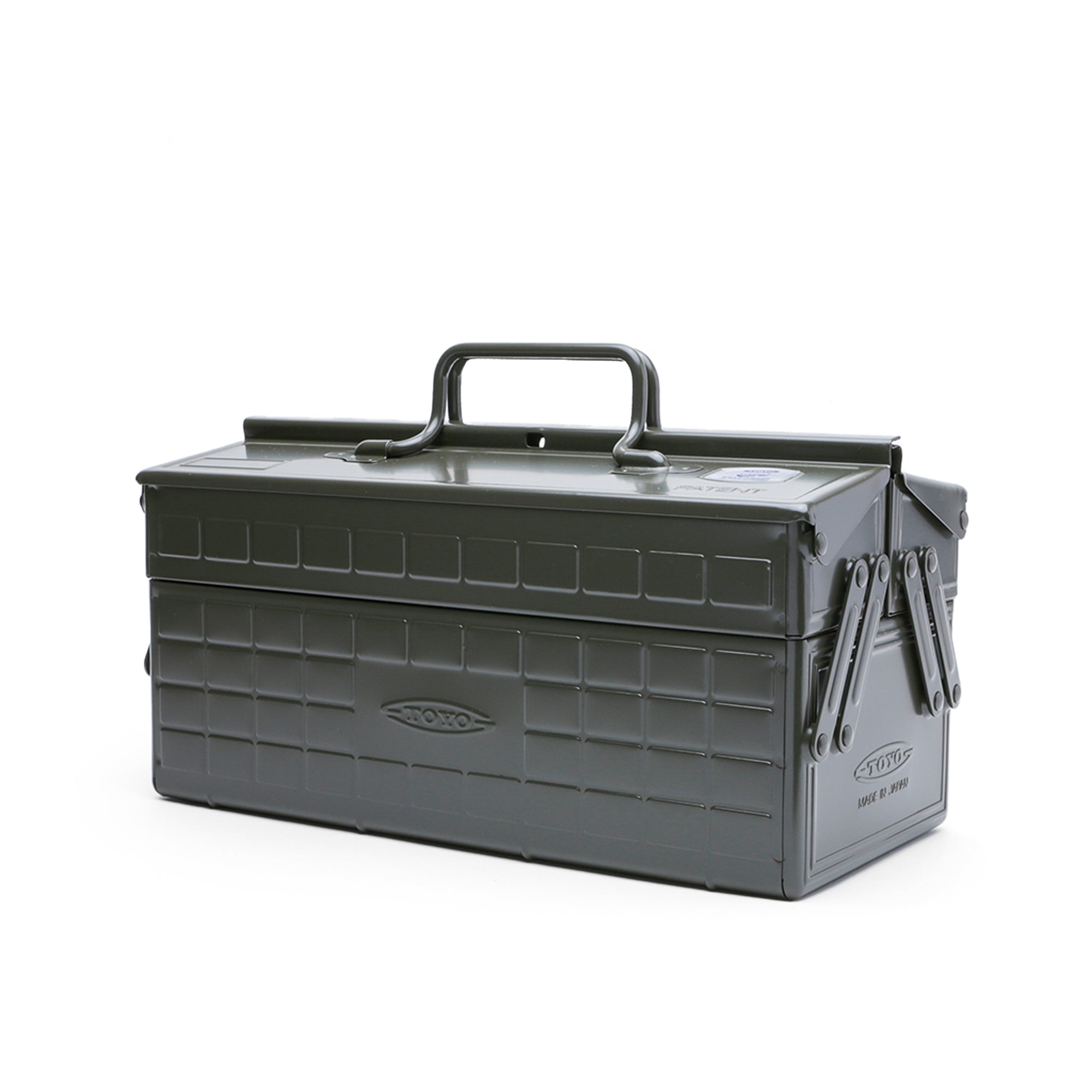 Military Green Toyo Steel Toolbox | Cantilever Lid | Upper Storage Trays, Style ST-350