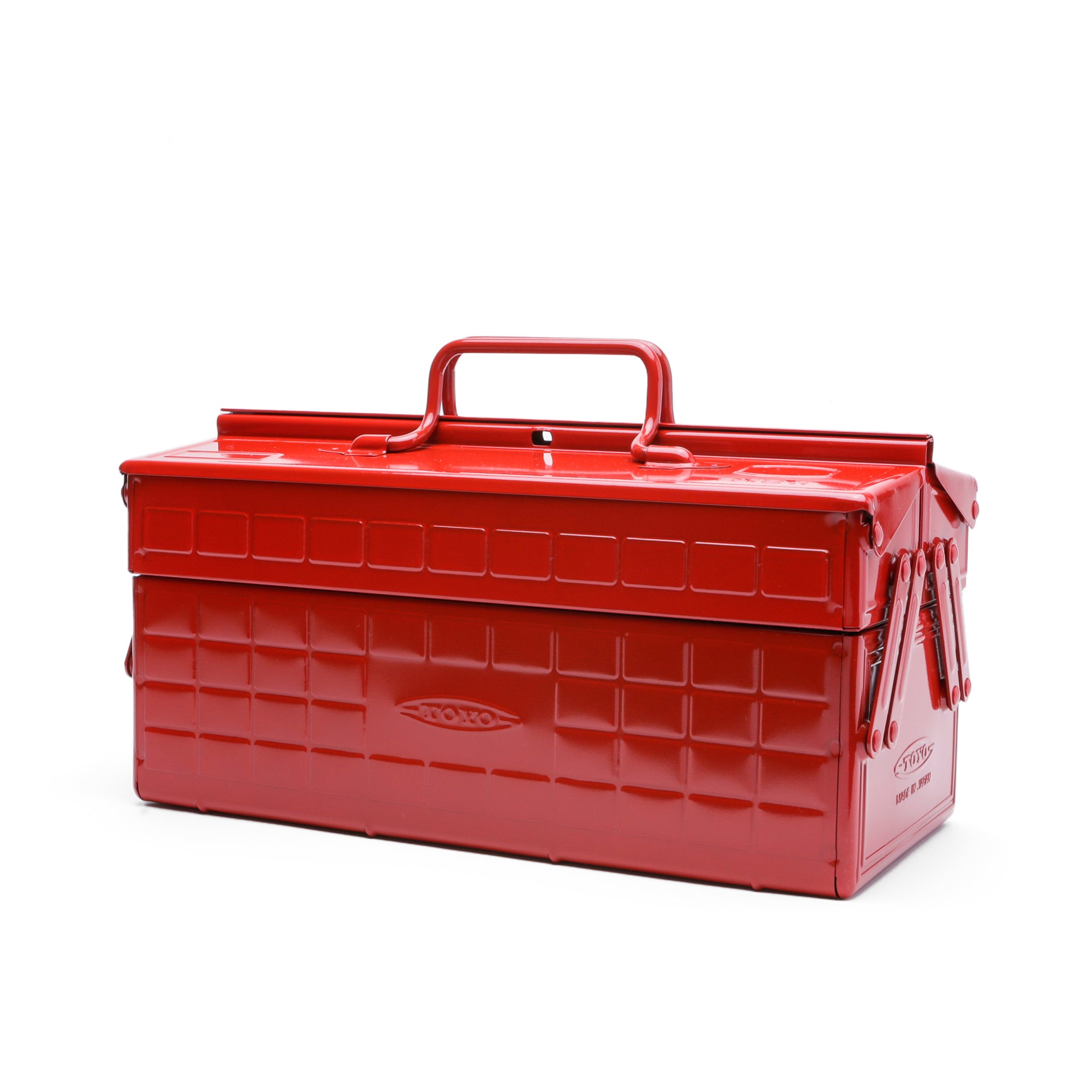 Red Toyo Steel Toolbox | Cantilever Lid | Upper Storage Trays, Style ST-350