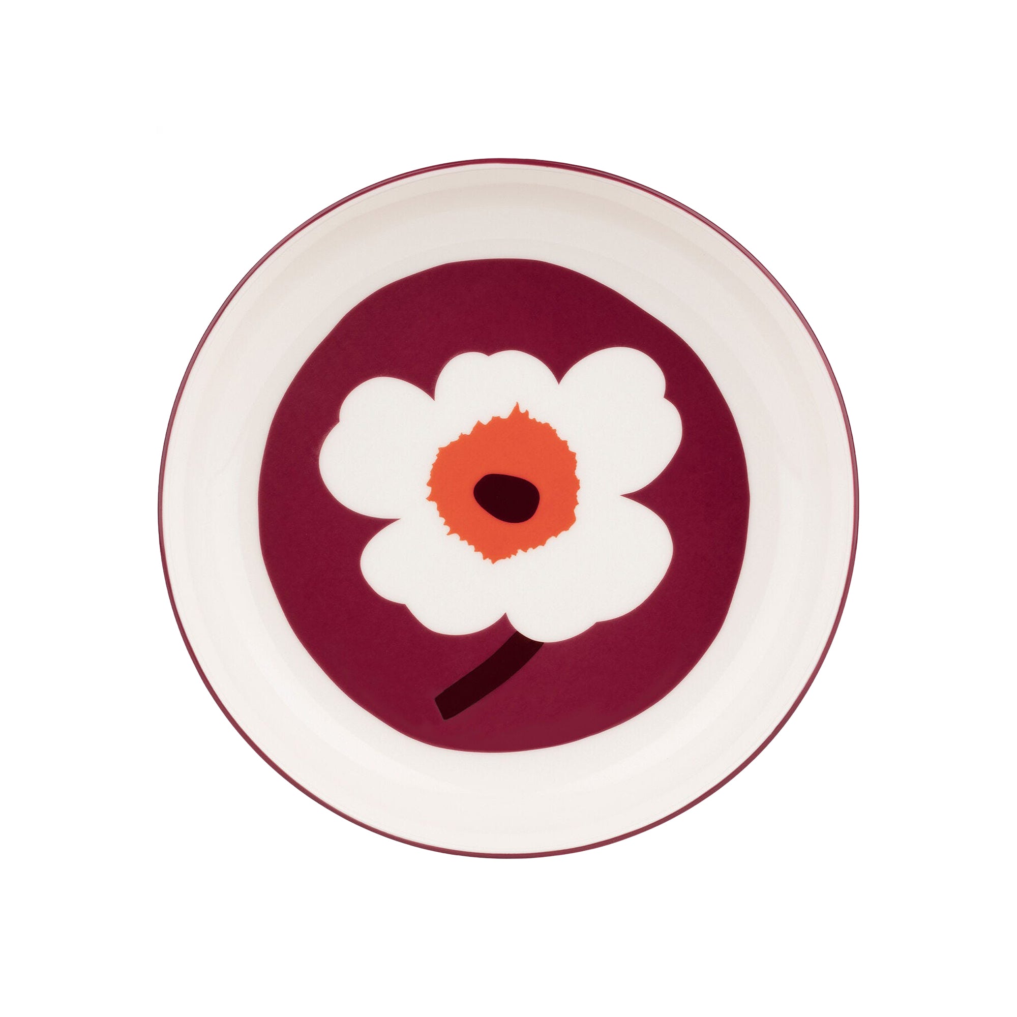 Oiva / Unikko Deep Plate, Burgundy, 8 in