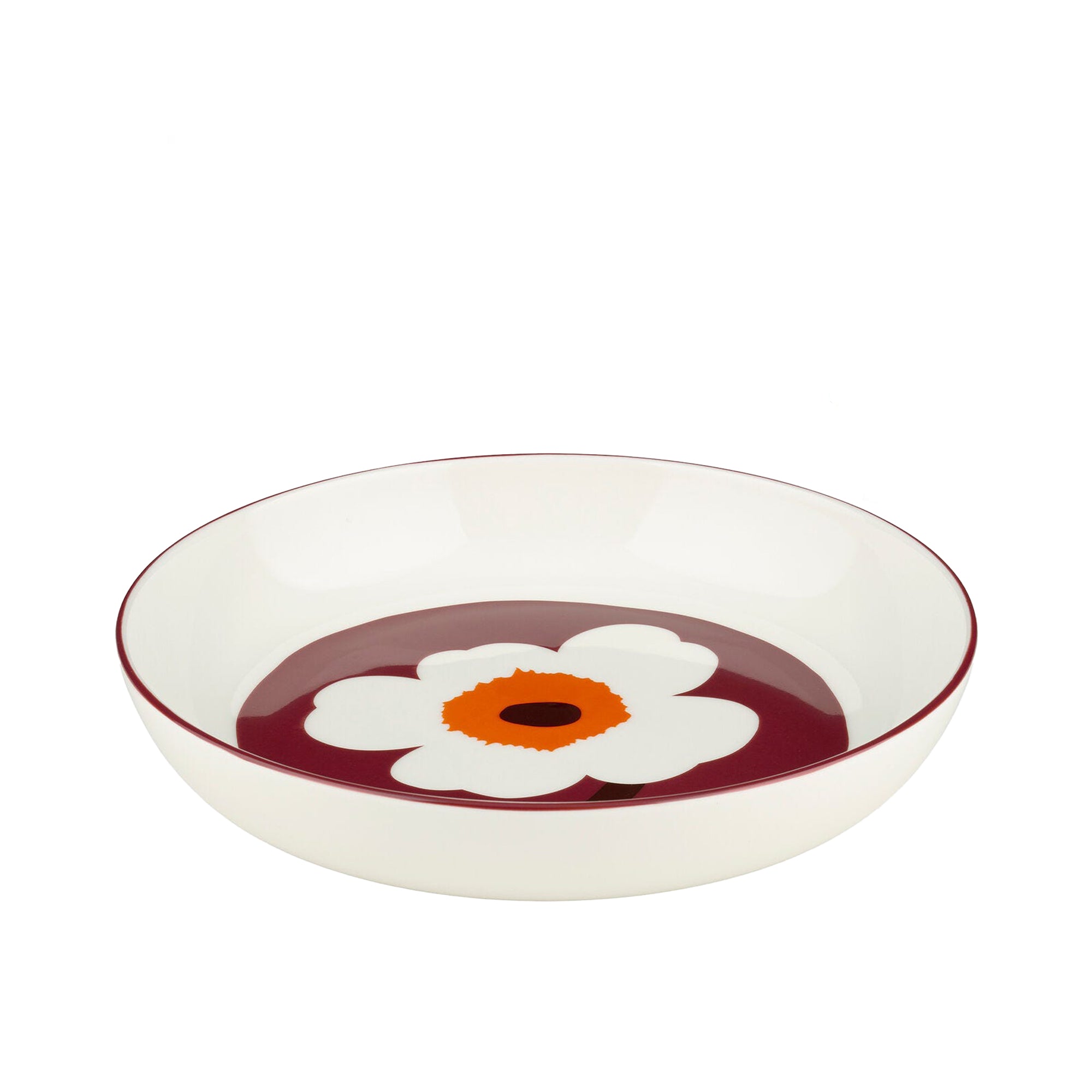 Oiva / Unikko Deep Plate, Burgundy, 8 in