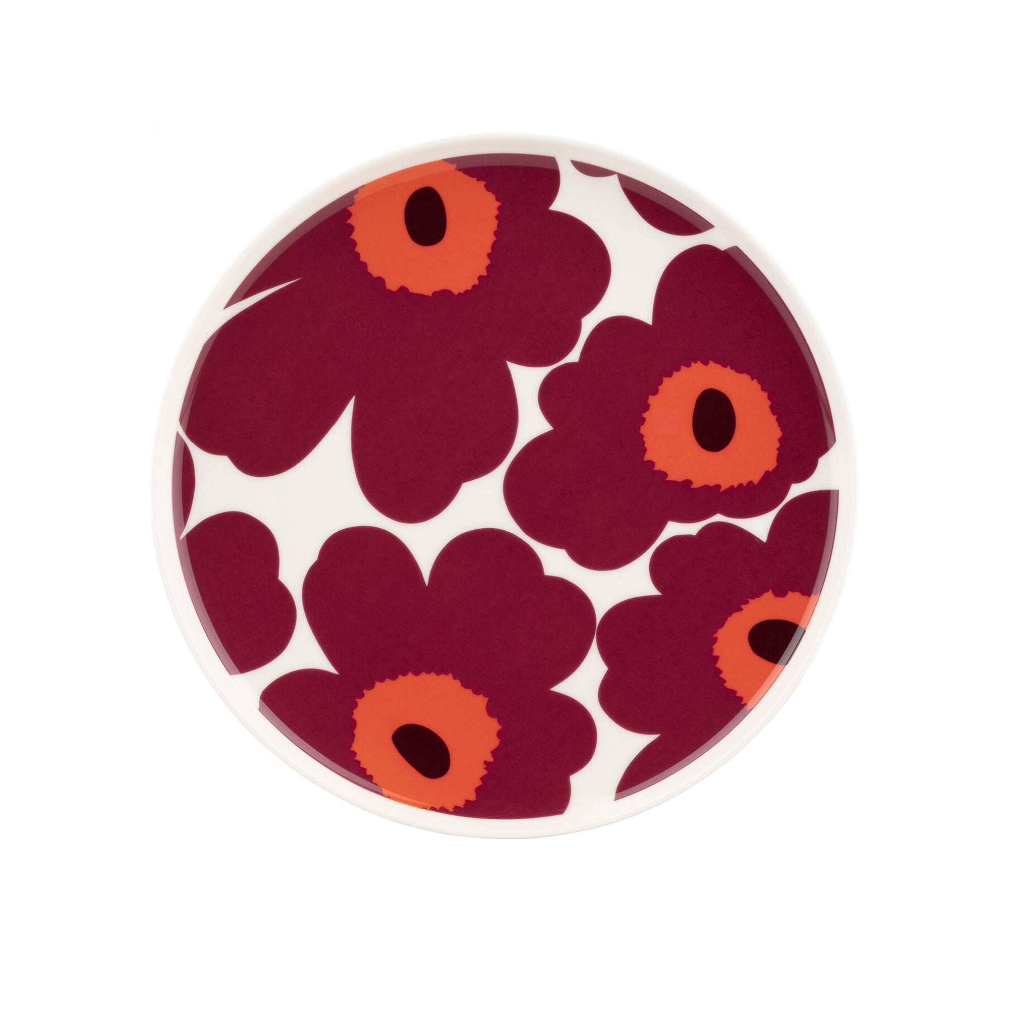 Oiva / Unikko Plate, Burgundy, 8 in