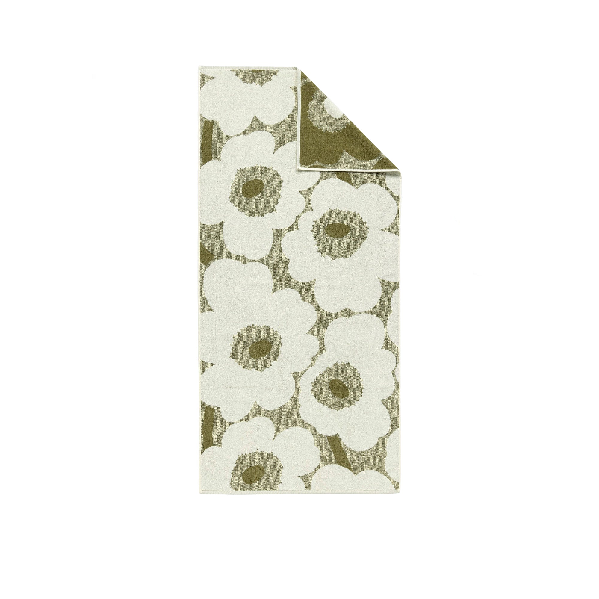 Unikko Towel, Green Umber and Cream