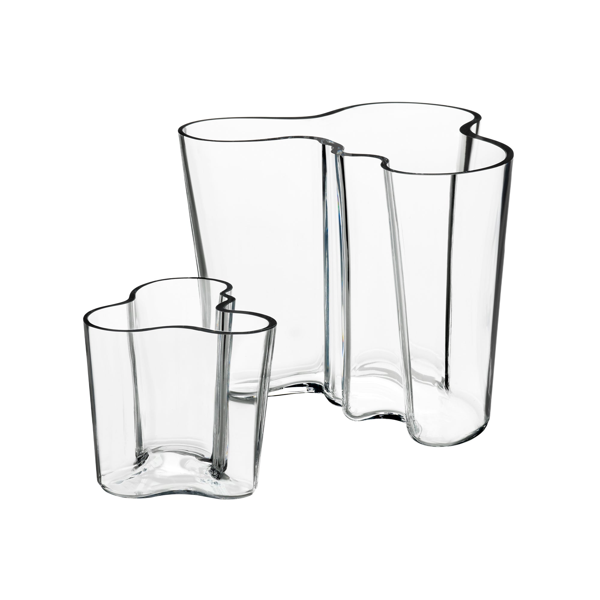 Aalto Vase, Set of 2, 6.25" & 3.75" Clear